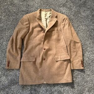 Vintage Chaps Raulph Lauren Blazer Jacket Mens 44R Brown Camel Hair Tweed 80s